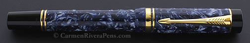 Parker Duofold Centennial Marbled Blue Flat Top Fountain Pen - © carmenriverapens.com