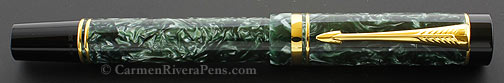 Parker Duofold Centennial Marbled Green Flat Top Fountain Pen - © carmenriverapens.com