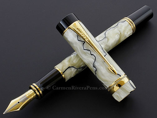 Parker Duofold Centennial Flat Top Pearl Black Fountain Pen