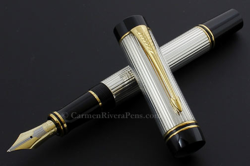 Parker Duofold Centennial Godron Sterling Silver Flat Top Fountain Pen