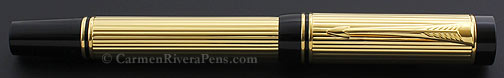 Parker Duofold International Flat Top Godron Gold Fountain Pen