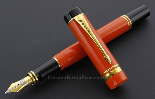 parker-duofold-international-orange-flat-top-fountain-pen © carmenriverapens.com