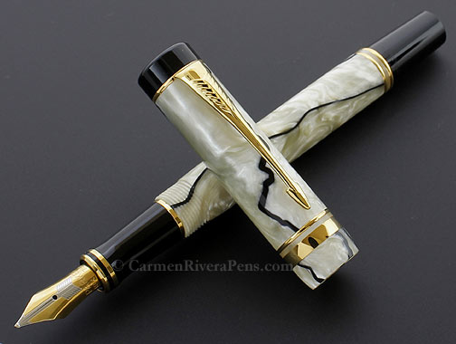 Parker Duofold International Flat Top Pearl Black Fountain Pen 