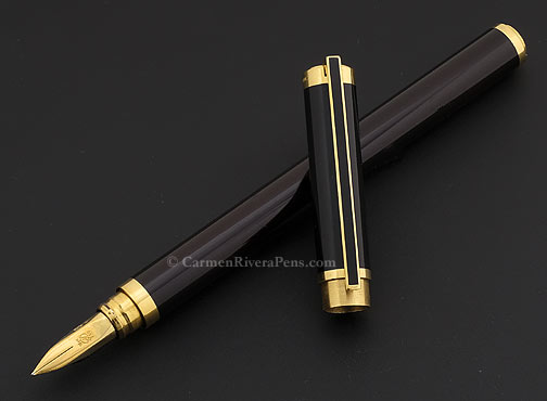 Crystal Pocket Clip Huashilai Lacquered Black Fine Fountain Pen 